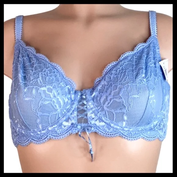 FREDRICKS OF HOLLYWOOD Charlotte Lace Full Figure Underwire Bra Periwinkle - Picture 2 of 9